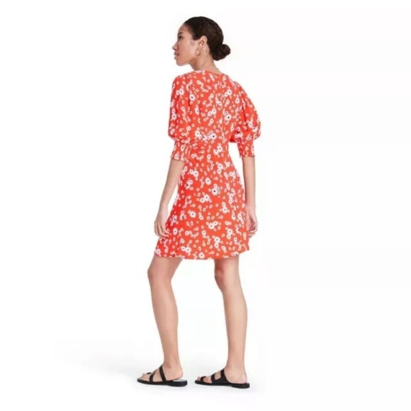 RIXO x Target Red Ditzy Daisy Floral Puff Sleeve Mini Dress, Size 2 - Picture 5 of 12